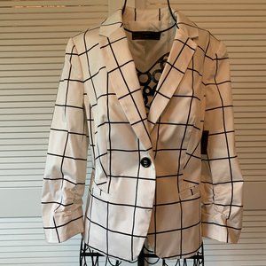 NEW White with Black Lines Plaid Blazer